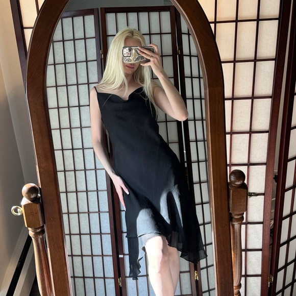 Jessica Dresses & Skirts - Jessica Black Asymmetrical Slip Dress